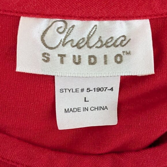 CHELSEA STUDIO Vintage '90's Casual Red Knit Christmas Holiday Dress; Size L - Picture 4 of 5